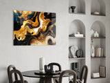 Ethereal Gold Swirls Glass Wall Art