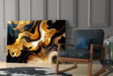 Ethereal Gold Swirls Glass Wall Art