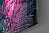 Tropical Neon Leaves Glass Wall Art