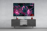 Tropical Neon Leaves Glass Wall Art