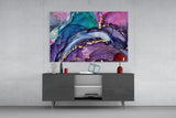 Ethereal Purple Swirls Glass Wall Art