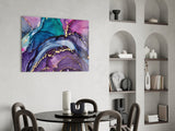 Ethereal Purple Swirls Glass Wall Art