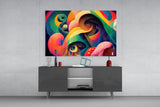 Whimsical Eyes in Swirls Glass Wall Art