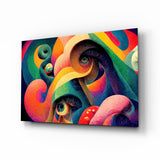 Whimsical Eyes in Swirls Glass Wall Art