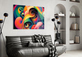 Whimsical Eyes in Swirls Glass Wall Art