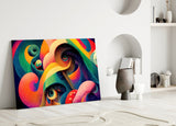Whimsical Eyes in Swirls Glass Wall Art