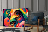 Whimsical Eyes in Swirls Glass Wall Art