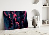 Elegant Red Leaves on Black Glass Wall Art