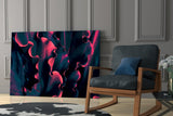 Elegant Red Leaves on Black Glass Wall Art
