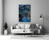 Elegant Navy Blue Abstract Glass Wall Art