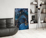 Elegant Navy Blue Abstract Glass Wall Art