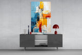 Abstract Color Block Glass Wall Art