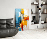 Abstract Color Block Glass Wall Art
