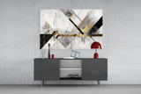 Elegant Marble & Gold Geometric Glass Wall Art