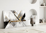 Elegant Marble & Gold Geometric Glass Wall Art