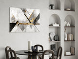 Elegant Marble & Gold Geometric Glass Wall Art