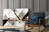 Elegant Marble & Gold Geometric Glass Wall Art