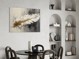 Elegant Feather on Abstract Background Glass Wall Art
