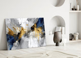 Elegant Gold Splash Abstract Glass Wall Art