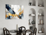 Elegant Gold & Navy Abstract Glass Wall Art