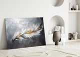Elegant Feather on Glass Wall Art