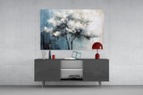 Elegant Winter Tree Glass Wall Art