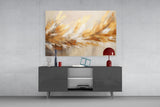 Elevate Your Space with Golden Abstract Glass Wall Art