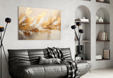 Elevate Your Space with Golden Abstract Glass Wall Art