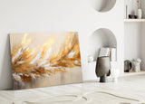 Elevate Your Space with Golden Abstract Glass Wall Art