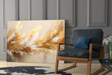 Elevate Your Space with Golden Abstract Glass Wall Art