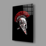 Spartan Helmet Red Glass Wall Art