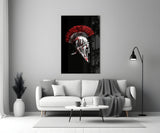 Spartan Helmet Red Glass Wall Art