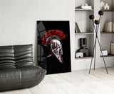 Spartan Helmet Red Glass Wall Art