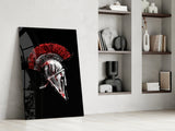 Spartan Helmet Red Glass Wall Art