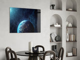 Glowing Earth in Space Glass Wall Art