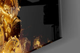 Golden Bitcoin Bull Glass Wall Art