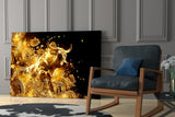 Golden Bitcoin Bull Glass Wall Art