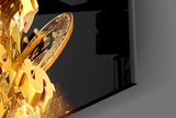 Golden Bear Bitcoin Glass Wall Art