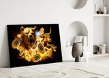 Bitcoin Bull and Bear Glass Wall Art