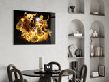 Bitcoin Bull and Bear Glass Wall Art