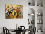Bitcoin Bull and Bear Glass Wall Art
