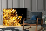 Golden Bull and Bear Glass Wall Art