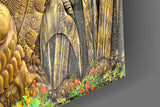 Golden Buddha Serenity Glass Wall Art