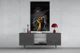 Elegant Sun Hat Portrait Glass Wall Art