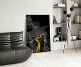 Elegant Sun Hat Portrait Glass Wall Art