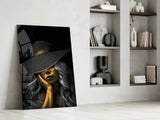 Elegant Sun Hat Portrait Glass Wall Art