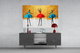 Elegant Ballet Dancers Triptych Glass Wall Art