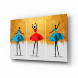 Elegant Ballet Dancers Triptych Glass Wall Art