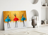 Elegant Ballet Dancers Triptych Glass Wall Art
