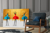 Elegant Ballet Dancers Triptych Glass Wall Art